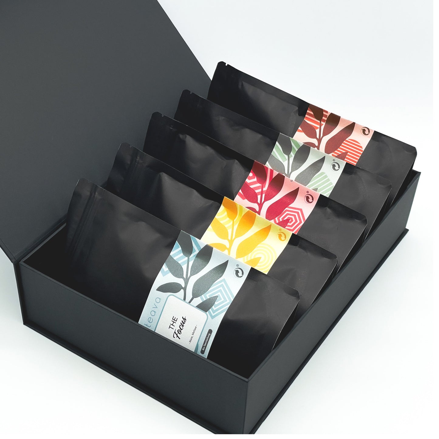Premium Geschenkebox mit Glasflasche und 4 BIO-Teemischungen